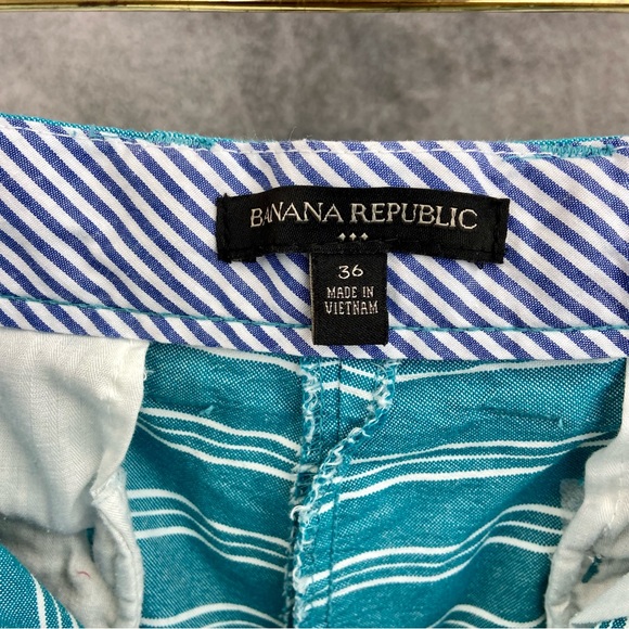 Banana Republic Mens Size 36 Teal White Stripe Deck Shorts Stripes - Picture 8 of 8
